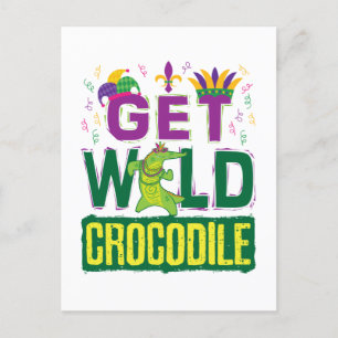 Hämta Vild Crokodile Mardi Gras Alligator Vykort