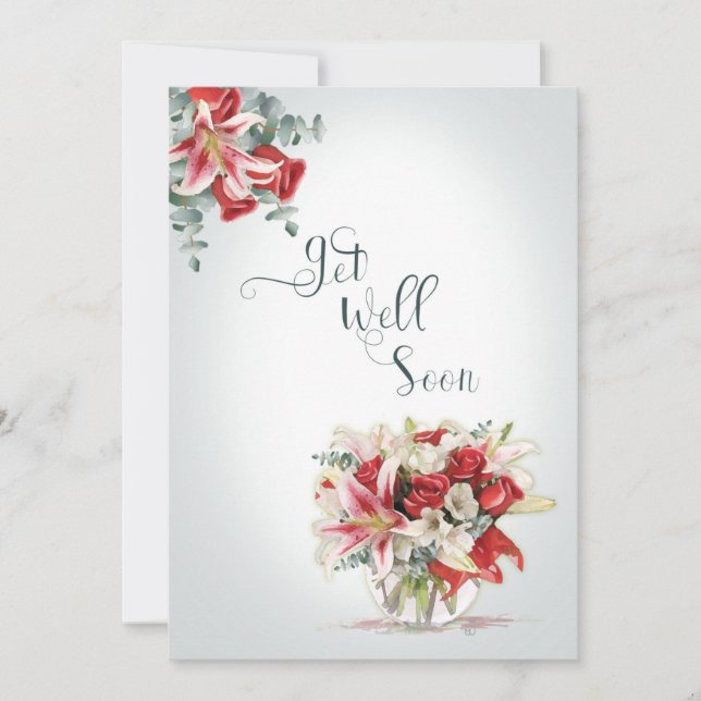 Hämta well Röd ros och Lilies Florist Bouquet (Framsida)