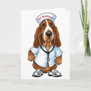 Hämta Wellhowl-basset hound i sjuksköterskeutrustn Kort