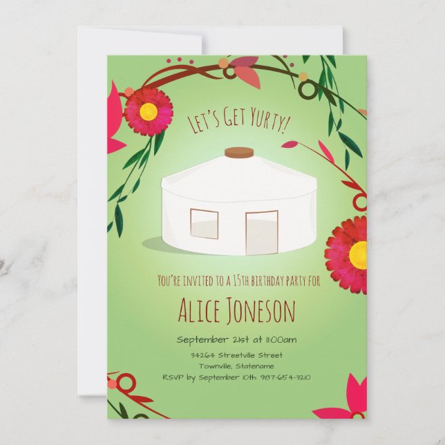 Hämta Yurty Birthday Inbjudningar (Framsida)