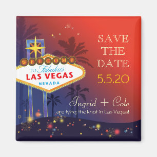 Hämtas i Las Vegas Bröllop spara datum Magnet
