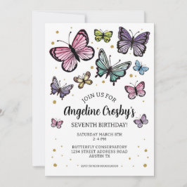 Hämtning av Butterfly Birthday Watercolor Glitter Inbjudningar