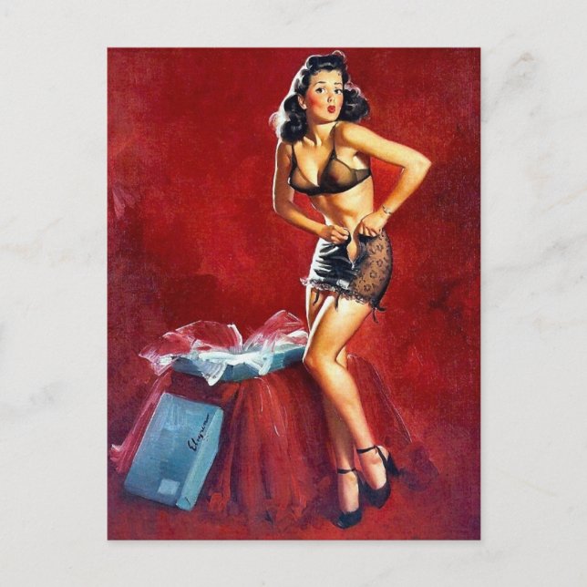 Hämtning av Pin-Up-hämtning nedtryckt Vykort (Framsida)