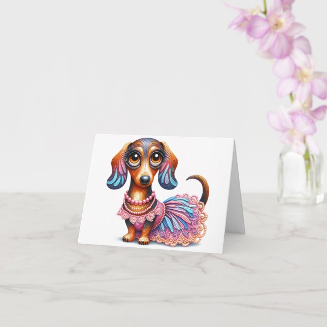 Hämtning av texturerad pastel Payed Dachshund Kort (Orkide)