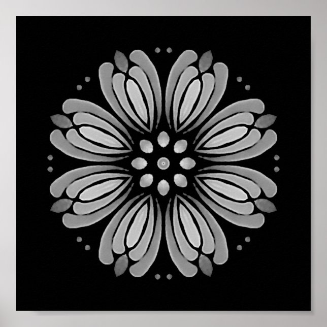 Hämtningsbar punkt din egen Blommigt Mandala Poste Poster (Framsidan)