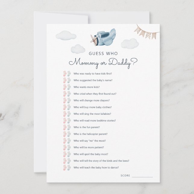 Hämtningsbart babyvisningsprogram Gissa vilket spe Inbjudningar (Framsida)