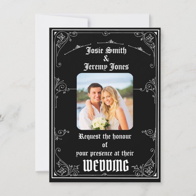 Hämtningsbart minsta inbjudningskort för fotobröll (Framsida)