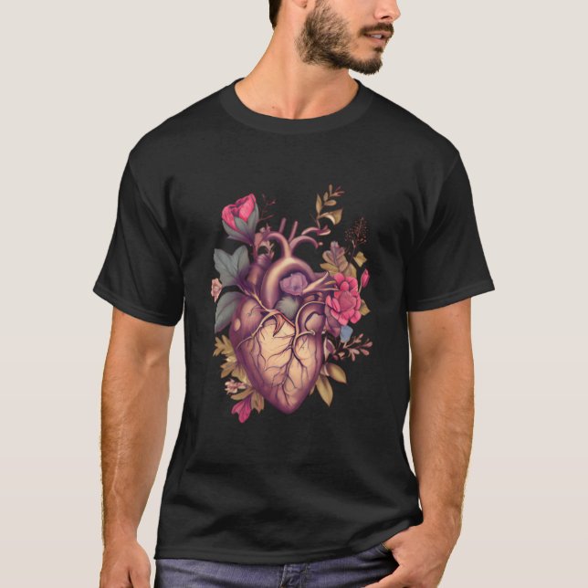 Han Anatomi Med Blommor T Shirt (Framsida)