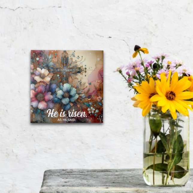 Han är Blommigten Risen Scripture Kor Kakelplatta (Skapare uppladdad)
