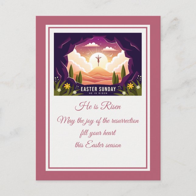 Han är borta" Glad påsk - Anpassadets Religiösa Vykort (Framsida)