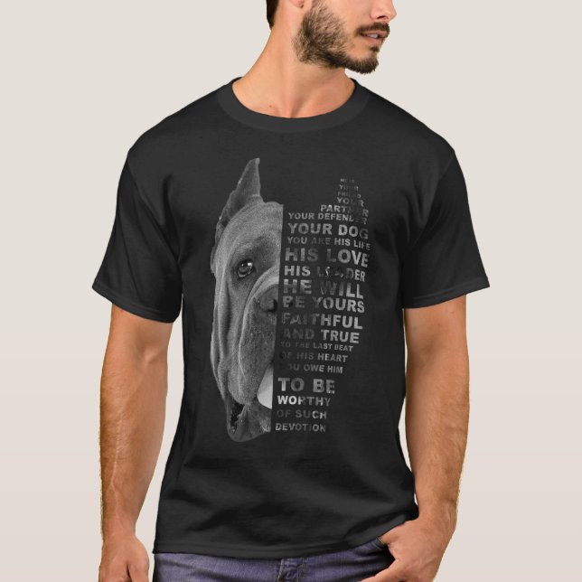 Han är din vän din partner din Hund Corso T Shirt (Framsida)