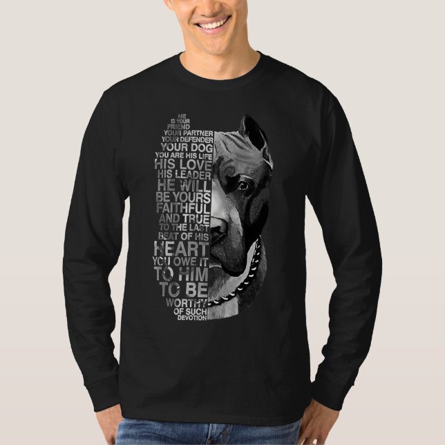 Han är din vän din partner din Hund Pitbull Cl T Shirt (Framsida)