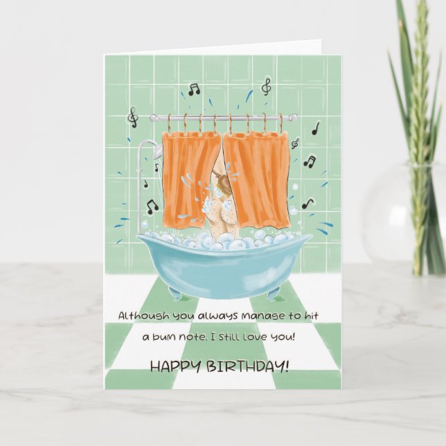 Han är duktig på att Humor sjunger i skäggardagen Kort (Framsida)