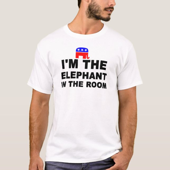 Han är elefanten i rummet. t shirt (Framsida)