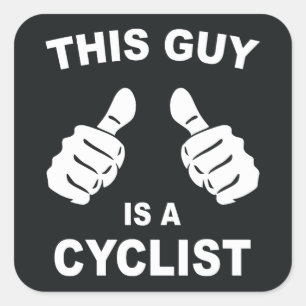 Han är en cyklist fyrkantigt klistermärke