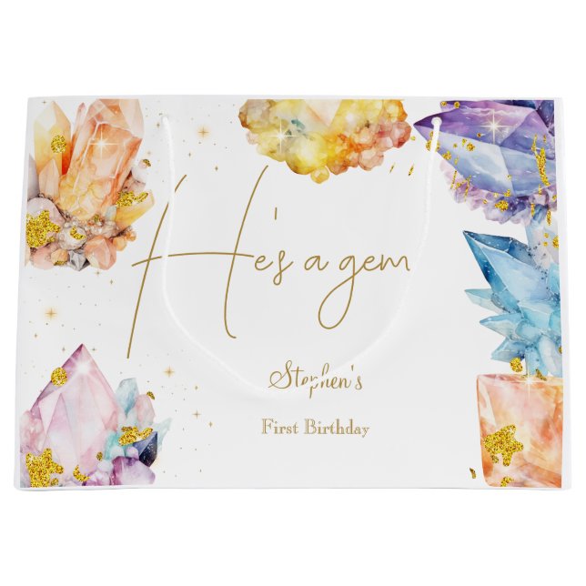 Han är en Gem Birthday Crystals Boy's vattenfärg (Framsidan)