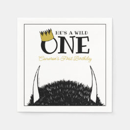 Han är en vild en - 1-årsdag guldkrona pappersservett