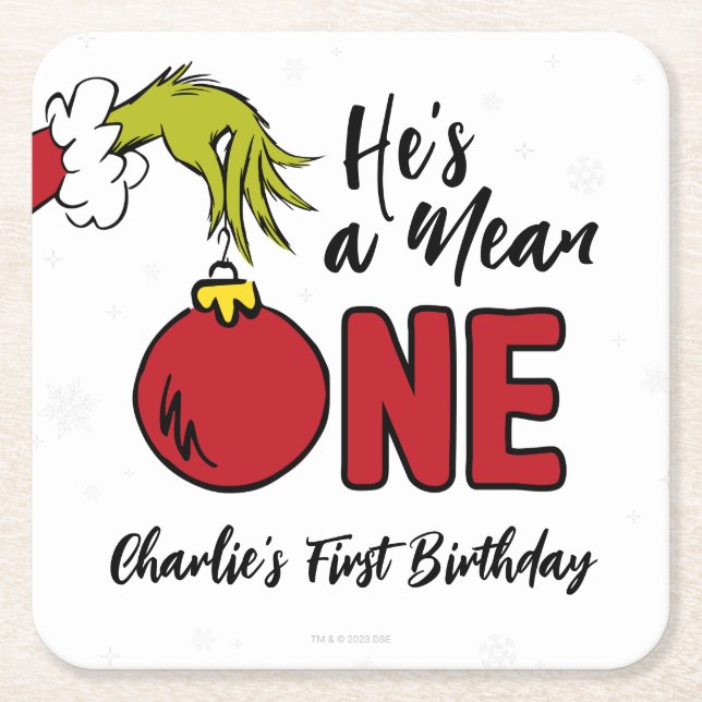 Han är ett Elak One | Grinch Birthday Underlägg Papper Kvadrat (Framsidan)