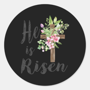 Han är född Blommigt Kor Vintage Glad påsk 2024 Runt Klistermärke