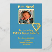 Han är här Foil & Photo Birth Notice.