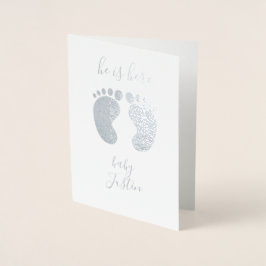 Han är här i Personlig Namn Foil Card Folierat Kort