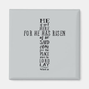 Han är inte här för han har Risen som han sa Magnet