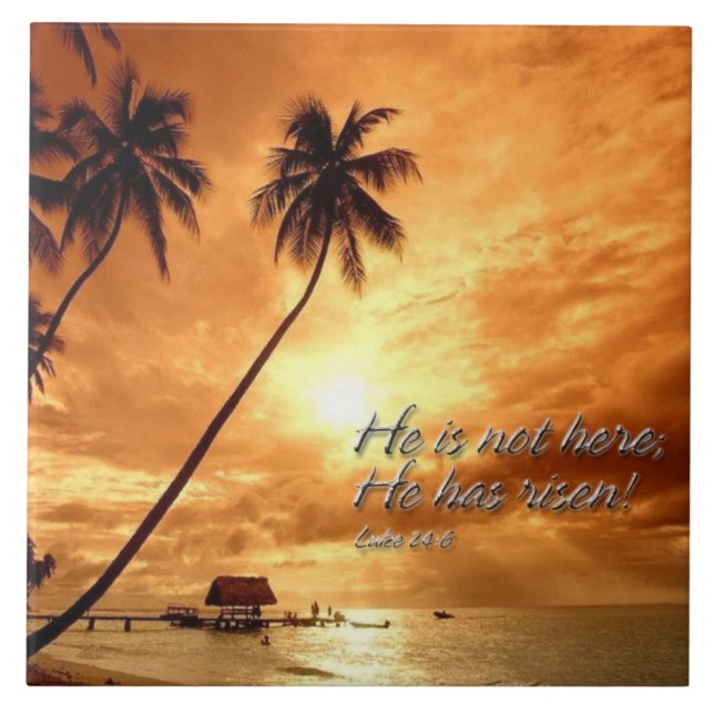 Han är inte här, han har stigit! Luke 24:6 Plattor Kakelplatta (Framsidan)