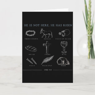 Han är inte här Han har uppstått Kristet kors Jesu Kort