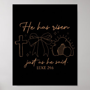Han är inte här Han har uppstått Kristet kors Jesu Poster