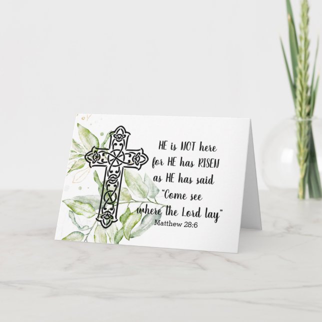 ”HAN ÄR INTE HÄR” Påskkort Anteckningskort (Framsida)