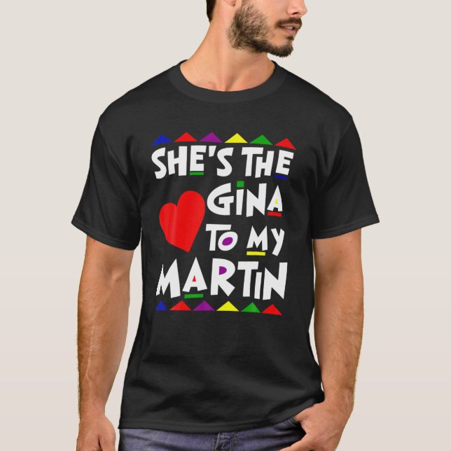 Han är Martin till Gina Namn Personlig par T Shirt (Framsida)