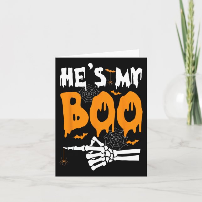 Han är min Boo Skeleton Halloween Matching Par Kort (Framsida)