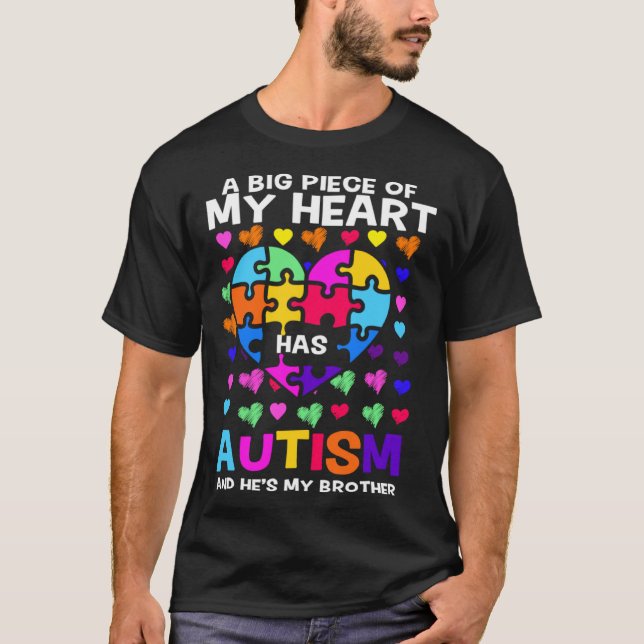 Han är min bror Autism Awareness Autism Autism T Shirt (Framsida)