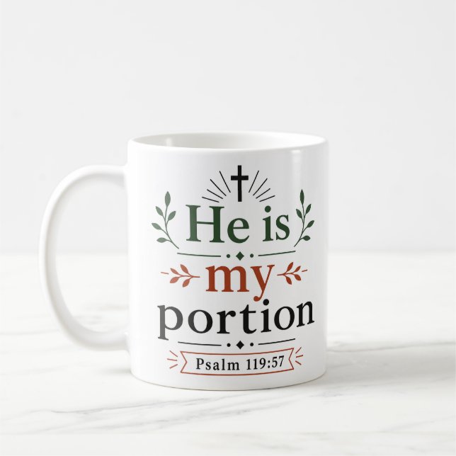 Han Är Min Del Inspirerande Bibel Löfte Citat Kaffemugg (Vänster)