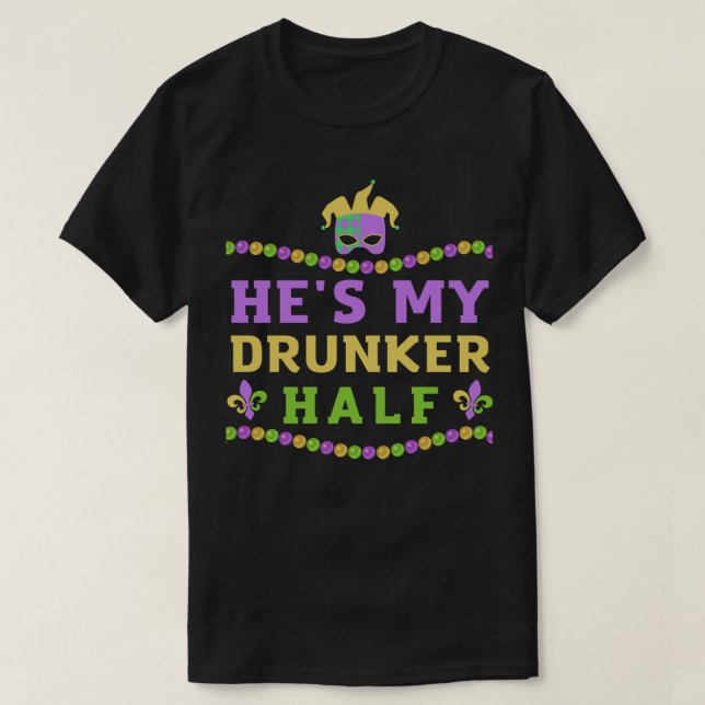 Han är min doktor, halvfin Mardi Gras Couple T Shirt (Design framsida)