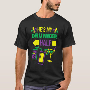 Han är min Drunker halv Mardi Gras Matching Couple T Shirt