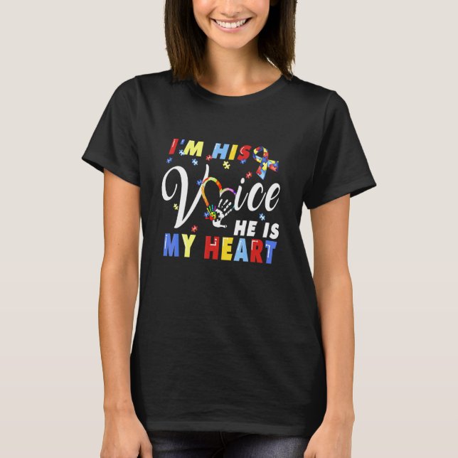 Han är min hjärt-Autism Awareness Puzzl T Shirt (Framsida)