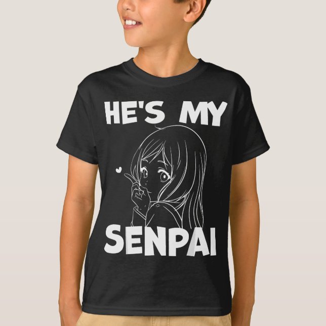 Han är min Senpai-finne anime Matching Couple Girl T Shirt (Framsida)