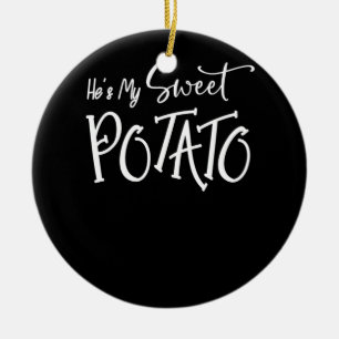 Han är min sötpotatis i Yam Shirts Thanksgiving Julgransprydnad Keramik
