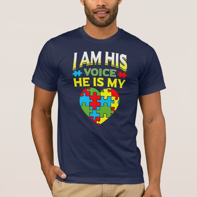 Han är mitt hjärta, jag är hans talande autismmedv t shirt (Framsida)