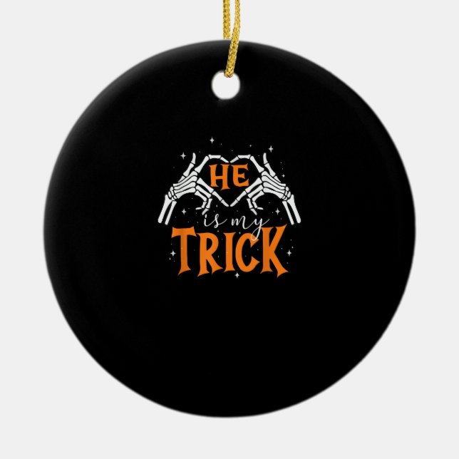 Han är mitt hjärta Skeleton Hand Couple Lycklig Ha Julgransprydnad Keramik (Framsidan)