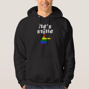 Han är mitt matchande Gay pride par och pekande Hoodie