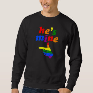 Han är mitt matchande Gay pride par och pekande Lång Ärmad Tröja