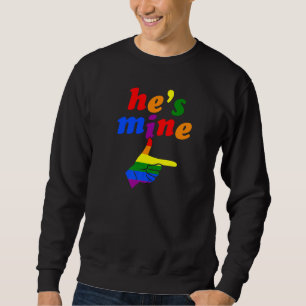 Han är mitt matchande Gay pride par och pekande Lång Ärmad Tröja