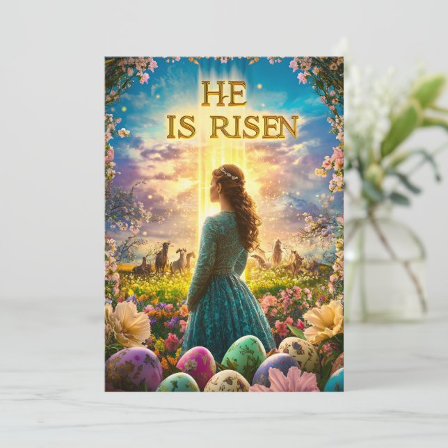 Han är på väg mot Påsk Jesus Religiösa Julkort (Stående Fram)