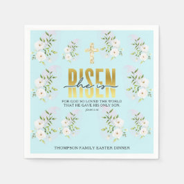 Han är Religiösa Christian Quote Blue Påsk Pappersservett