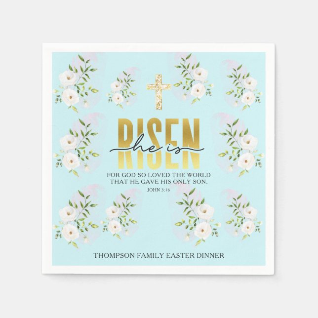 Han är Religiösa Christian Quote Blue Påsk Pappersservett (Framsidan)