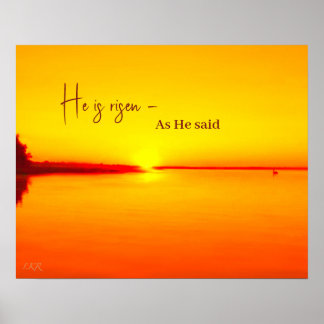 Han är Risen Amber Sunset över Vatten Poster
