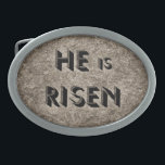 Han är Risen - bälte-låsbeslag<br><div class="desc">Han är Risen,  skriven på sten,  som den sten som valdes ut för att visa att grav var tomt.</div>