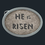 Han är Risen - bälte-låsbeslag<br><div class="desc">Han är Risen,  skriven på sten,  som den sten som valdes ut för att visa att grav var tomt.</div>